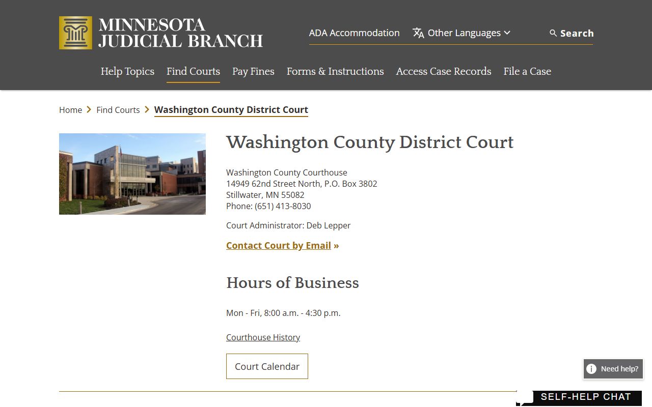 Washington County court records after jail arrest district court page